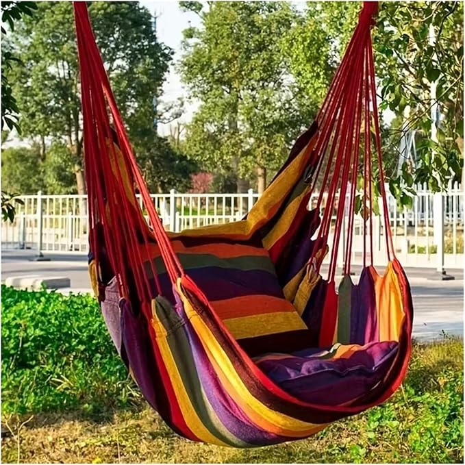 Hammock 1pc Swing Rocking Chair(with Storage Bag Outdoor Hammock Chair Canvas Leisure Swing Chair No Pillow Or Cushion Dormitory Hammock Quick-Opening(Khaki)