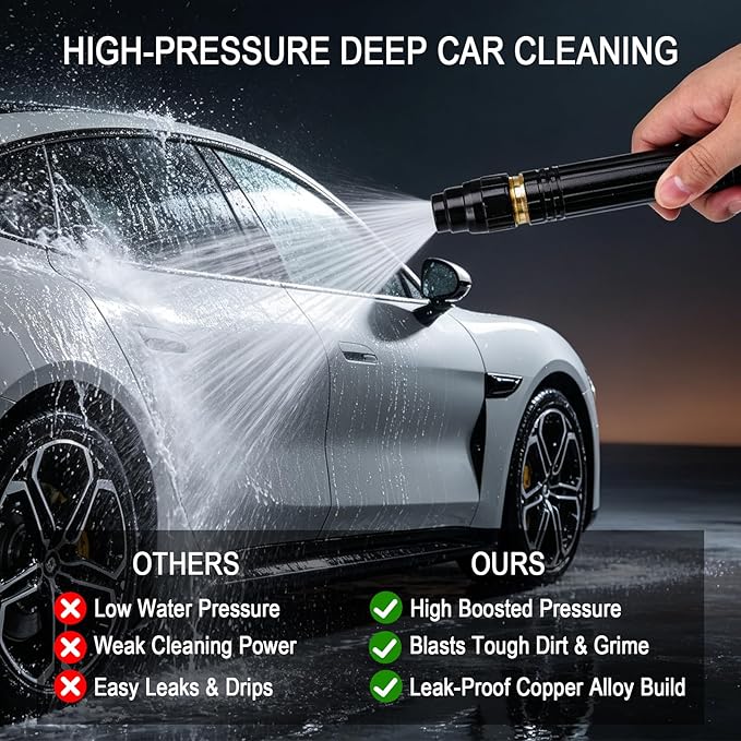 2026 Upgraded High Pressure Water Cannon, Leak-Proof Powerful Water Gun Sprayer, 3 Adjustable Gear Modes, Universal Pacifier Interface for Car Washing, Plant Watering, Home Cleaning