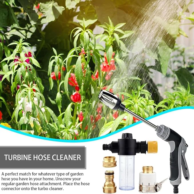 High Pressure Washer Wand,360°Rotating Hydro Jet Power Washer Nozzle,Durable Stainless Steel Garden Hose Attachment for Car Washing,Window Cleaning Plant Watering,3 Spray Modes