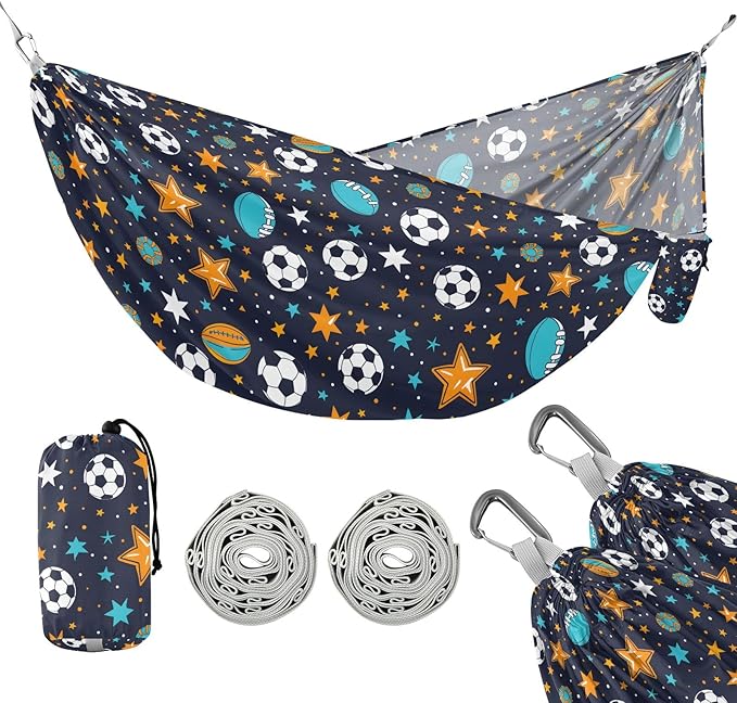 Camping Hammock Outdoor Hammocks for Outside Ball and Star Beach Trees Portable Lightweight with Pockets Tree Straps Indoor