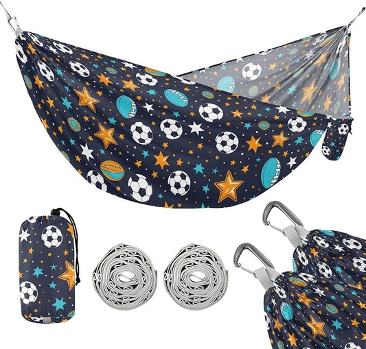 Camping Hammock Outdoor Hammocks for Outside Ball and Star Beach Trees Portable Lightweight with Pockets Tree Straps Indoor