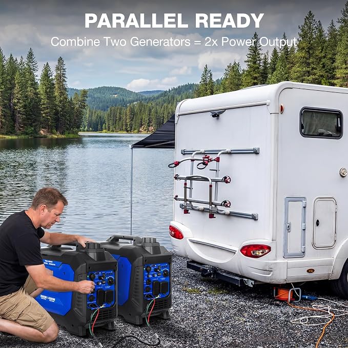 BILT HARD Ultra-Quiet 4500W Inverter Generator, Dual Fuel (Gas/Propane) with CO Sensor, 4-Cycle RV Ready & Parallel Capable for Home Backup and Camping