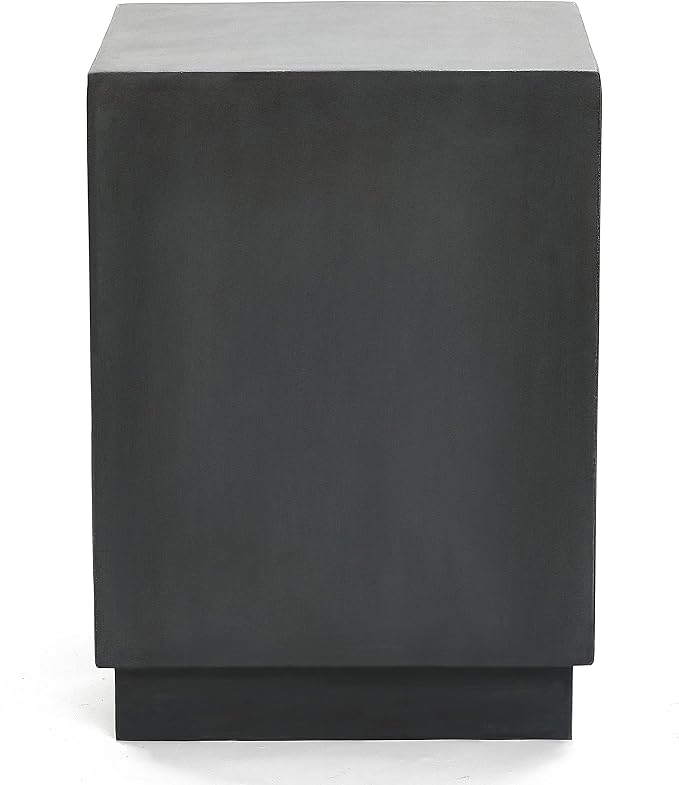 LuxenHome 18'' Outdoor Side Table, Minimalist Charcoal Gray Square Outside End Tables, Small Accent Table for Indoor, Outdoor, Porch, Poolside, Backyard, Modern Patio Furniture, Plant Stand