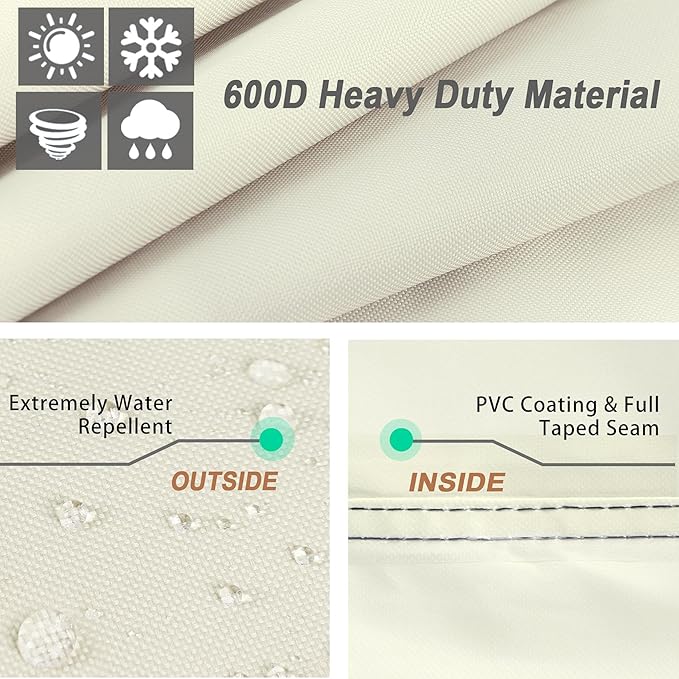 NettyPro Waterproof Patio Chair Covers 4 Pack, 600D Heavy Duty Outdoor Seat Cover, 26W x 28W x 28H inch, Beige
