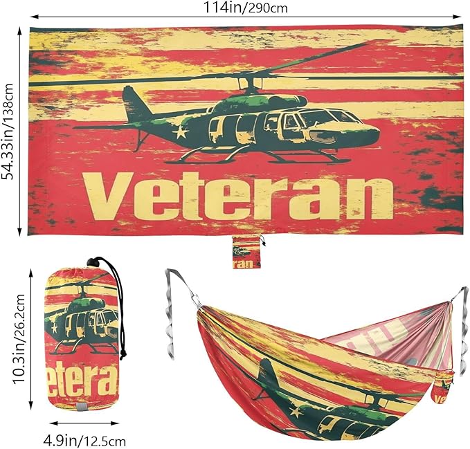 National Vietnam War Veterans Day National Flag A Helicopter Outdoor Hammock with Tree Straps Tree Hammock for Outside Beach Patio Garden