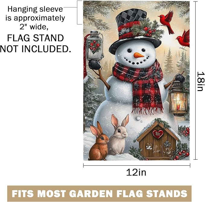 Winter Snowman Garden FLag 12X18 IN Double Sided Welcome Winter Garden Flags for Christmas Holiday Farmhouse Yard Outside Decoration