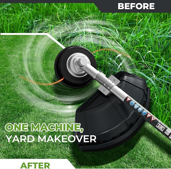 52CC Gas Powered Weed Wacker, 3IN1 2-Stroke Backpack Gas Powered Weed Eater String Trimmer, Brush Cutter 3/40-Tooth Blade for Garden, Yard