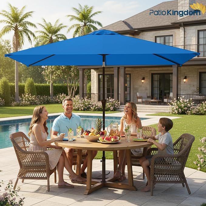 6.5'x10' Rectangular Patio Outdoor Umbrella,Large Coverage with Push-Button Tilt & UV Protection,Sturdy Ribs for Deck,Lawn,Pool,Backyard