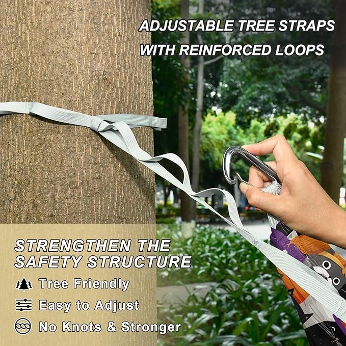 Camping Hammock Outdoor Hammocks for Outside Cat Vintage Cute Beach Trees Portable Lightweight with Pockets Tree Straps Indoor