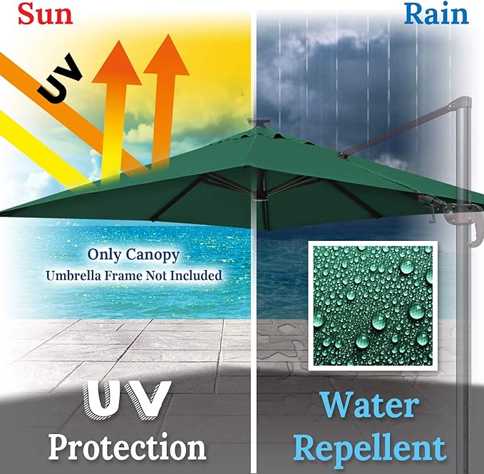 BenefitUSA Outdoor Canopy Top Cover Only Replacement Canopy for 10'x10' ROME Cantilever Patio Umbrella (Canopy Only)