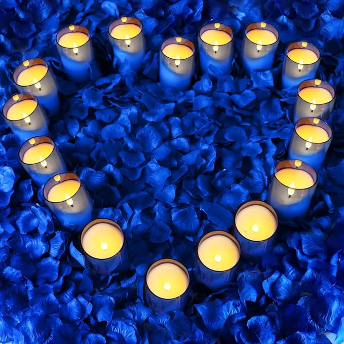 NURADA Flameless Candles: LED Pillar Acrylic Electric Battery Candles with Remote and Timer for Wedding Party Home Valentine Romantic Decor - Pack of 3 Blue