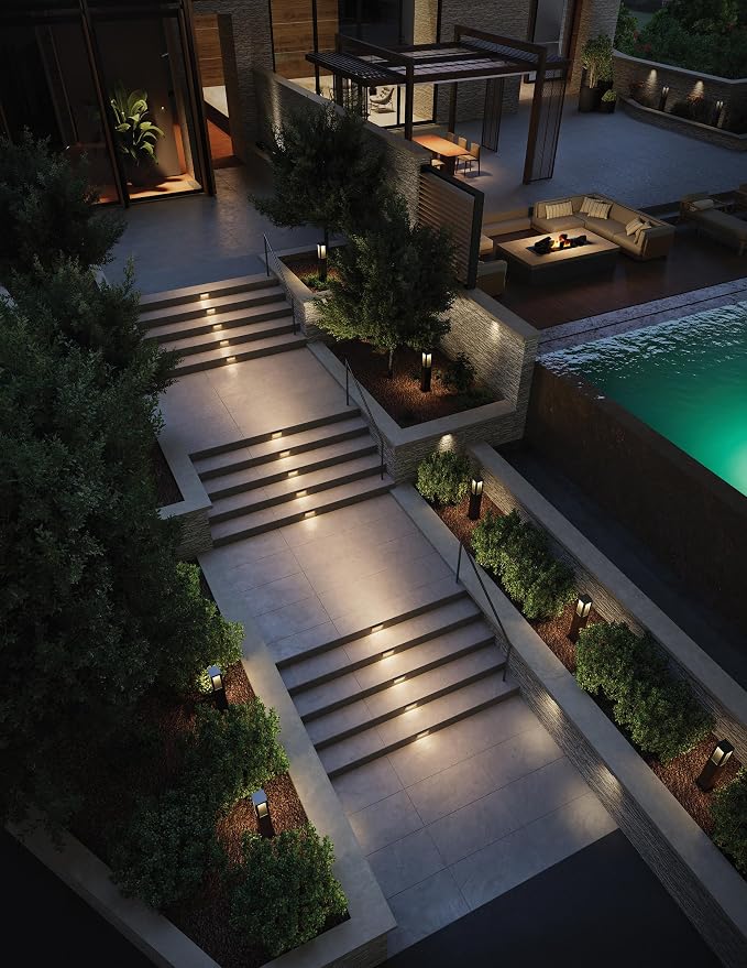 Hinkley Taper 12V Integrated LED Horizontal Step Light, Satin Black Finish | Recess Mount, Deck Light, Low Voltage, Landscape, Etched Glass, ADA, Outdoor, Aluminum, Wiring Kit Included, Easy Install
