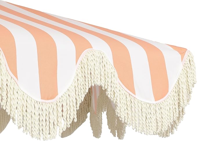 Eyely BMU1001 Halden 9 ft. Classic Cottage Tassel Market Patio Umbrella with Auto-Tilt, Crank