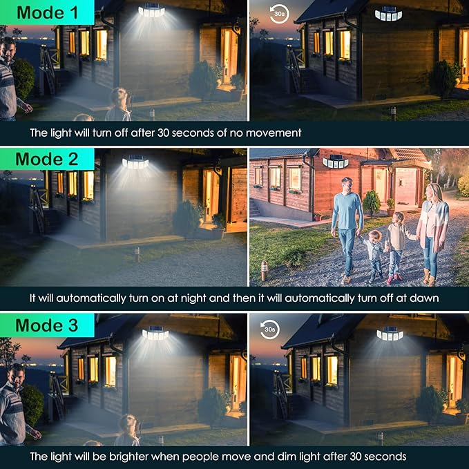 GeoMade Solar Outdoor Lights, Flood Light Motion Sensor & Dusk to Dawn, Solar Spotlights Outdoor Waterproof, 300 Security LED & Remote Control, 5 Head 270°, Spot lamp for Wall Backyard, 2 Pack