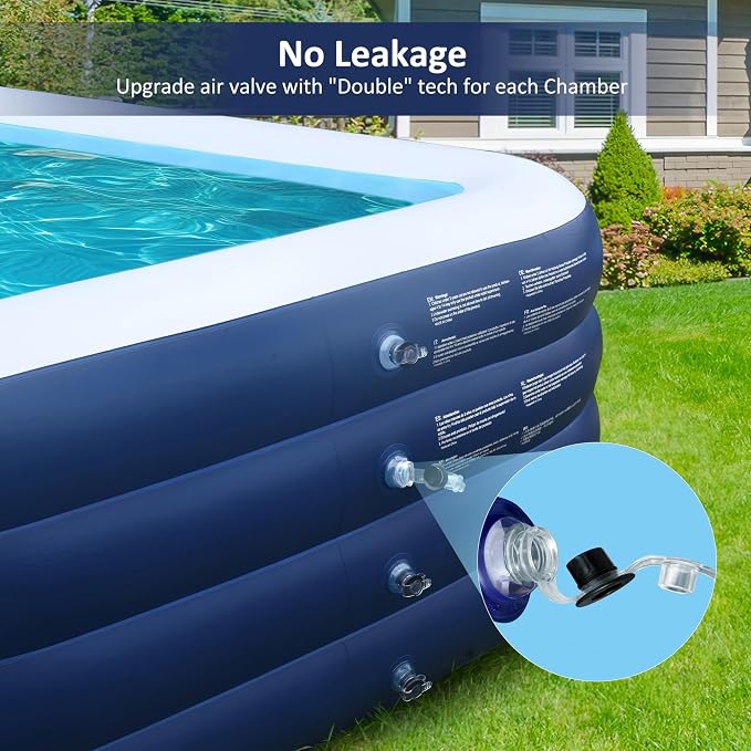 Inflatable Pool for Kids and Adults with No Collapse, 100" X 60" X 30" Deepened Swimming Pool for Toddlers, Outdoor, Garden, Backyard
