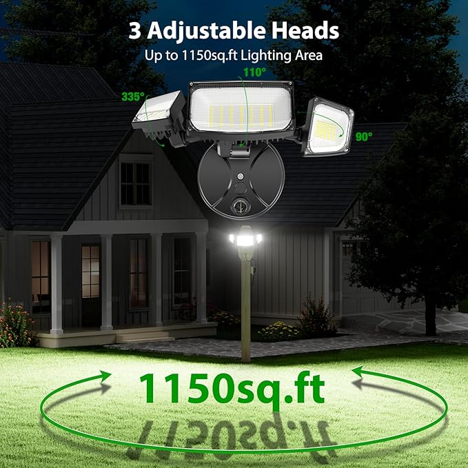 iMaihom 100W Dusk to Dawn Outdoor Lighting, 10000LM Plug in Flood Lights with Remote Control, 2 Modes IP65 Waterproof Led Exterior Security Light with Photocell, 6500K Floodlight for Yard Garage Black