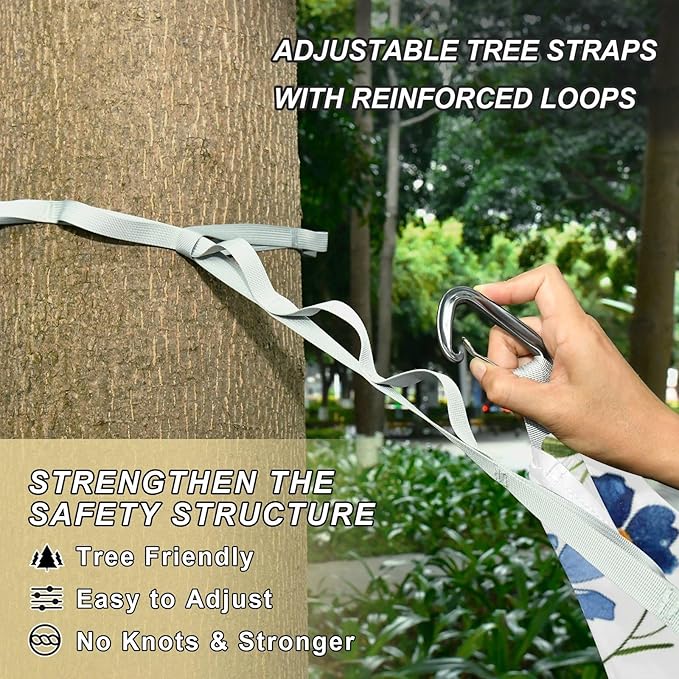 The Kingdom of Shattered Flowers 330lb Capacity Camping Hammock with Portabl Carry Bag Tree Hammock for Patio Backyard Lounge Base hamaca para adultos