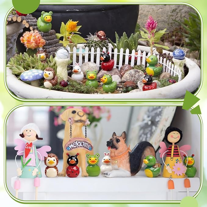 Novabright 100 Pcs Mini Resin Summer Animals Ducks Tiny Resin Animals Ducks Figures Small Animal Statue for DIY Cake Craft Garden Landscape Ornament Potted Decoration Birthday Party Supplies