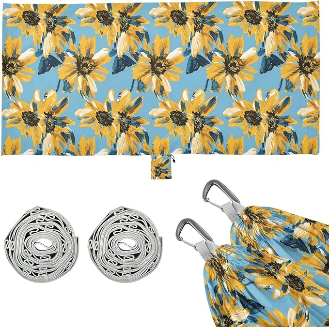 Camping Hammock Outdoor Hammocks for Outside Graffiti Yellow Flower Beach Trees Portable Lightweight with Pockets Tree Straps Indoor Small
