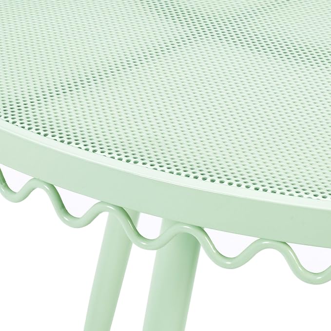 First of a Kind Wrought Outdoor Dining Table in Mint Green Iron