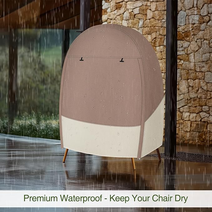 Porch Shield Patio Egg Chair Cover - 600D Waterproof and UV Resistant Wicker Outdoor Basket Chair Cover 54W x 43D x 60H inches
