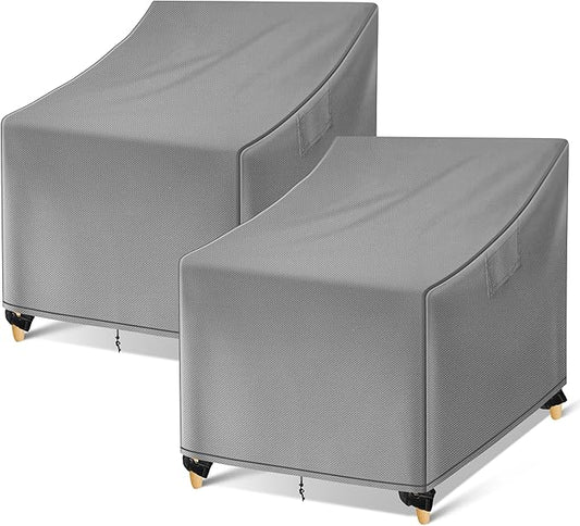 WLEAFJ Outdoor Chair Covers Waterproof, Gray Lawn Patio Furniture Covers, Heavy Duty Wicker Garden Sofa Chair Cover, 2 Pack - 36" W x 37" D x 36" H
