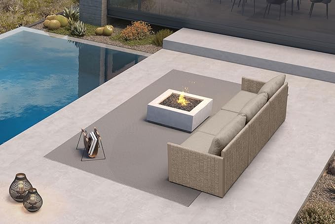 PURPLE LEAF 3 Pieces Small Conversation Set All Weather Outdoor Couch Sectional Set with Cushion Patio Conversation Sets for Garden Poolside Backyard Beige