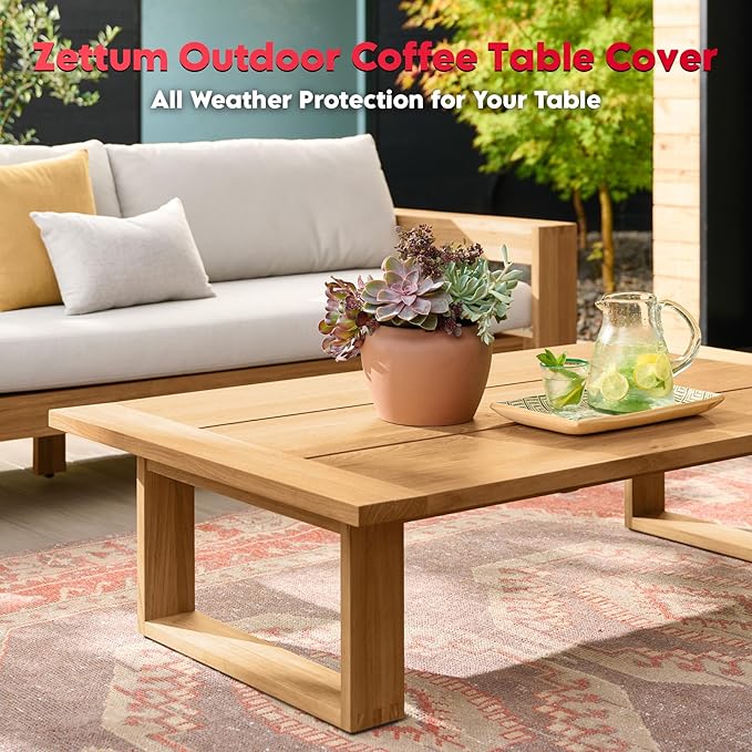 Zettum Outdoor Coffee Table Cover – Coffee Table Cover Rectangle Waterproof & Heavy Duty, Patio Table Covers for Side Tables, 600D Covers Provide All-Weather Protection - 48 x 26 x 18 Inch