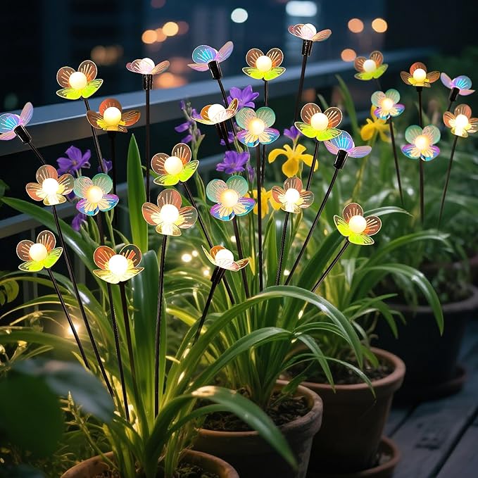 MRHEPHAESTUS Solar Garden Lights, 6 Pack 36 LED Solar Swaying Flower Light, Waterproof Firefly Lights Outdoor Fairy Light for Garden Patio Yard Pathway Flower Bed Decoration