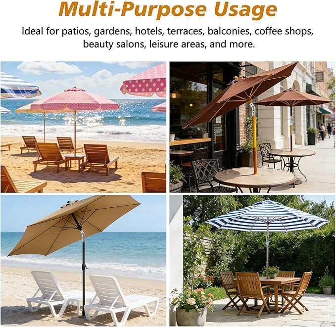 Patio Umbrella Replacement Parts, 1.5 Inch Outdoor Umbrella Pole Replacement with Push-Button Tilt Adjustment, Metal Parasol Mounting Bracket Accessory for Patio, Garden, Deck