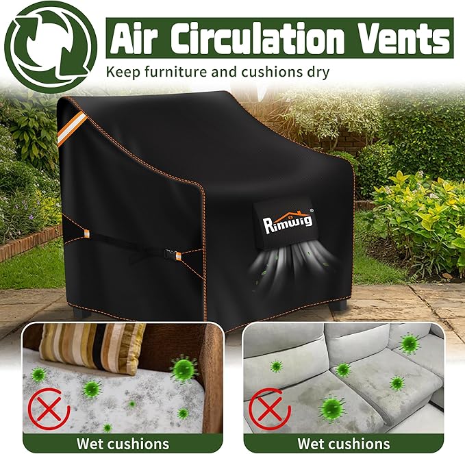 Patio Chair Covers 2 Pack, Waterproof Outdoor Furniture Covers, Heavy Duty Wicker Swivel Chair Covers for Garden Lawn 32" W x 37" D x 36" H