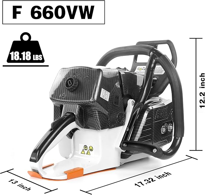 F660VW 36 Inch Gas Chainsaw 92cc Chainsaw 2-Cycle Gasoline Power Chain Saws 5.2KW 7HP All Parts Compatible with MS660 G660 (With 36" Alloy Bar & Chain)