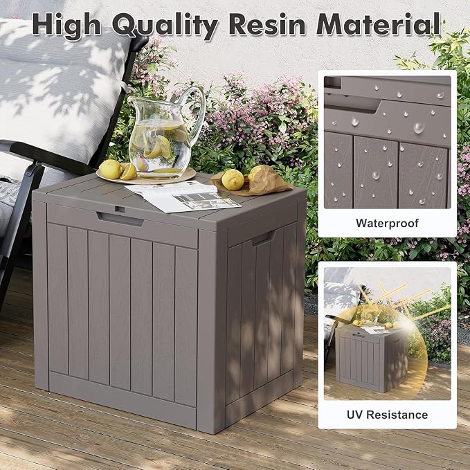 Outdoor Storage Box, 32 Gallon Resin Deck Boxes Outdoor Waterproof For Patio Furniture, Garden Tools, Pool Supplies, Lockable And UV Resistant (a Set of 2,Striped Gray)