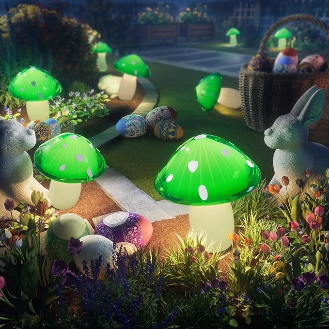 Solar Mushroom Lights Outdoor 9 Pack, Garden Outdoor Decor, 8 Lighting Modes, IP65 Waterproof, Crystal-Clear Fairy Decoration for Pathway/Yard/Flower Bed/Patio/Landscape/Backyard/Dwarf, String 30 FT