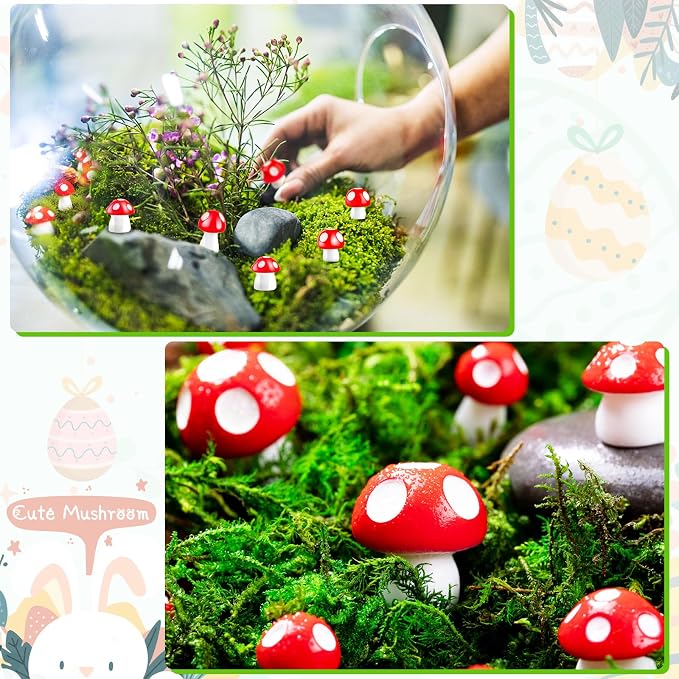 60 Pcs Mini Resin Mushrooms, 0.7" 0.5" 0.4" | Tiny Fairy Garden Decor, Little Fake Mushroom Miniatures Statue, For Bonsai Micro Landscape Craft