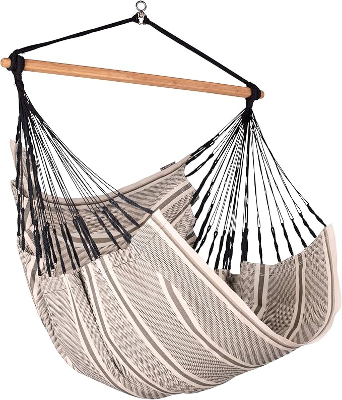 LA SIESTA® - Large Comfort Habana Cotton Hammock Chair & CasaMount - Hanging Chair w/Suspension Kit for Walls Ceilings & Square Beams - Indoor Outdoor Swing Hanging Chair Bedroom Balcony - Zebra