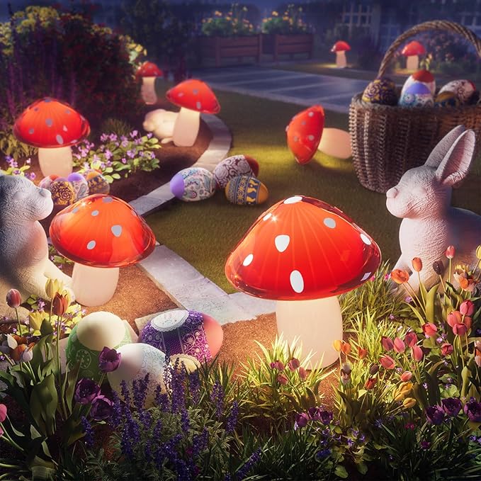 18 Pack Solar Mushroom Lights Outdoor, Garden Outdoor Decor, 8 Lighting Modes, IP65 Waterproof, Crystal-Clear Fairy Decoration for Pathway/Yard/Flower Bed/Patio/Landscape/Backyard/Dwarf, String 2×30FT