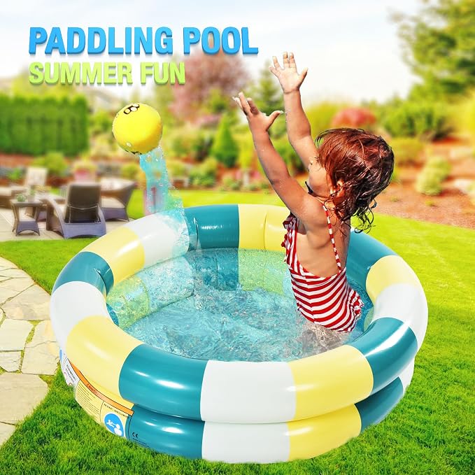 2Rings Baby Kiddie Pool, 32 inches Inflatable Kids Pool, Ball Pit, Water Toys for Indoor or Outdoor, Sunset Forest Blow Up Pool