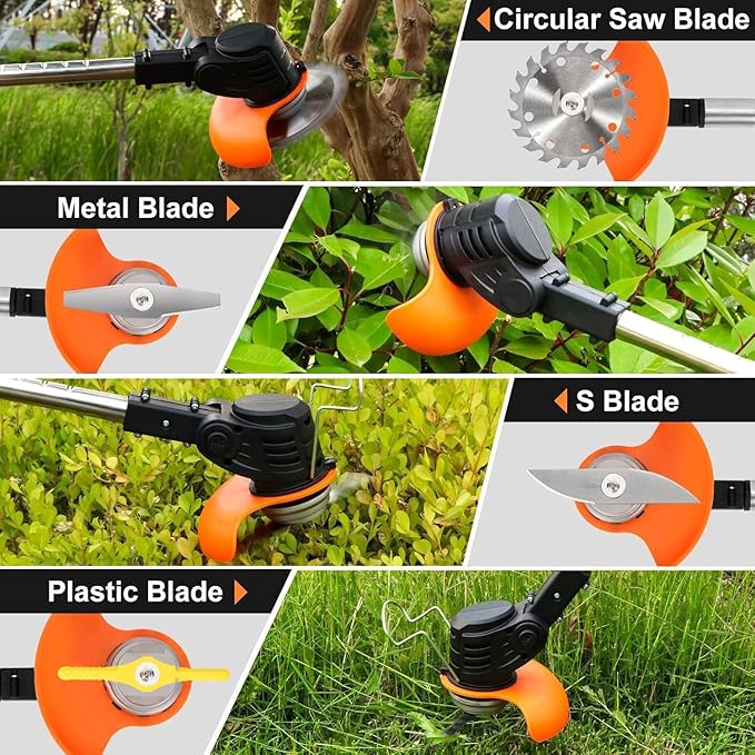 Weed Wacker-Electric weedwacker/Cordless String Trimmer/Edger Lawn Tool.It Comes with 2 Lithium Batteries and 4 Different Types of Blades.LED Work Light-Compatible with Makita 18V-21V LXT Series Batte