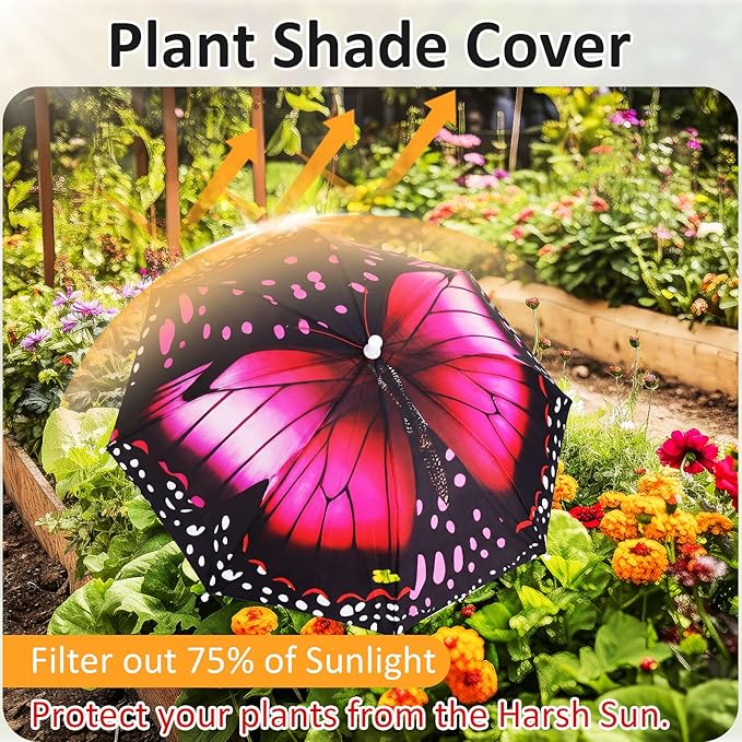 Plant Umbrellas for Outdoor Plants, Large Garden Plant Umbrella Shade Upgraded Adjustable Angle Height for Potted Plants Garden Beds