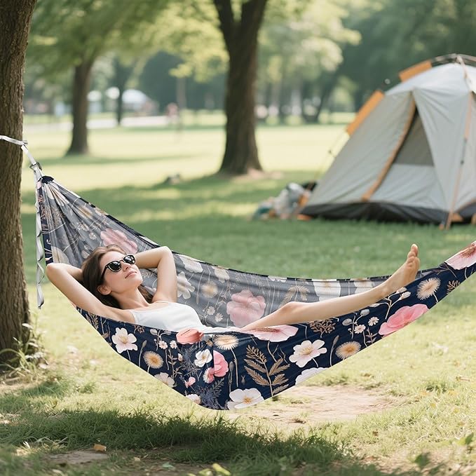 Camping Hammock Outdoor Hammocks for Outside Floristic Cute Beach Trees Portable Lightweight with Pockets Tree Straps Indoor