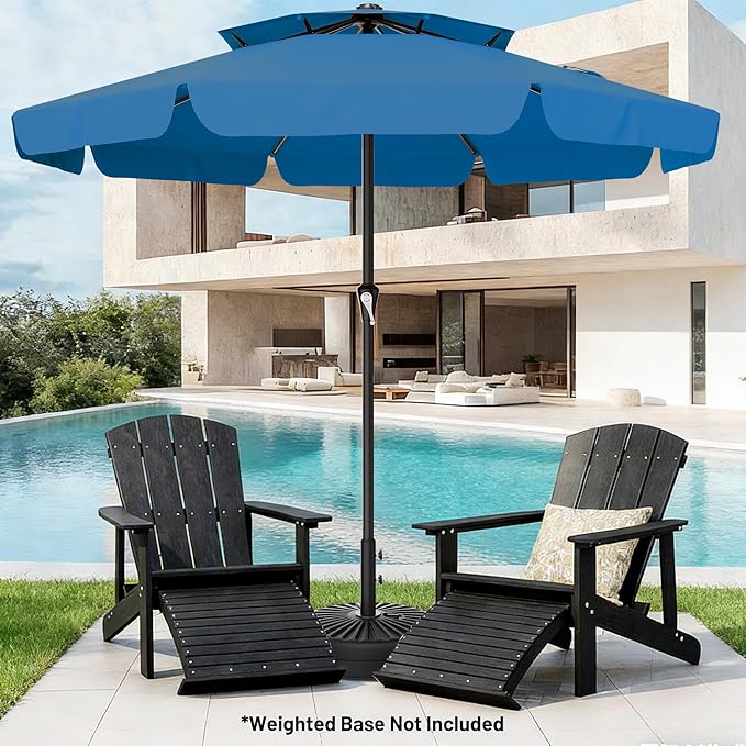 AreShark 12ft 2-Tier Patio Umbrella with Valance - Outdoor Umbrella Waterproof UV Protection, Market Table Umbrella w/ 8 Sturdy Ribs&Crank for Pool, Backyard, Garden(Royal Blue)