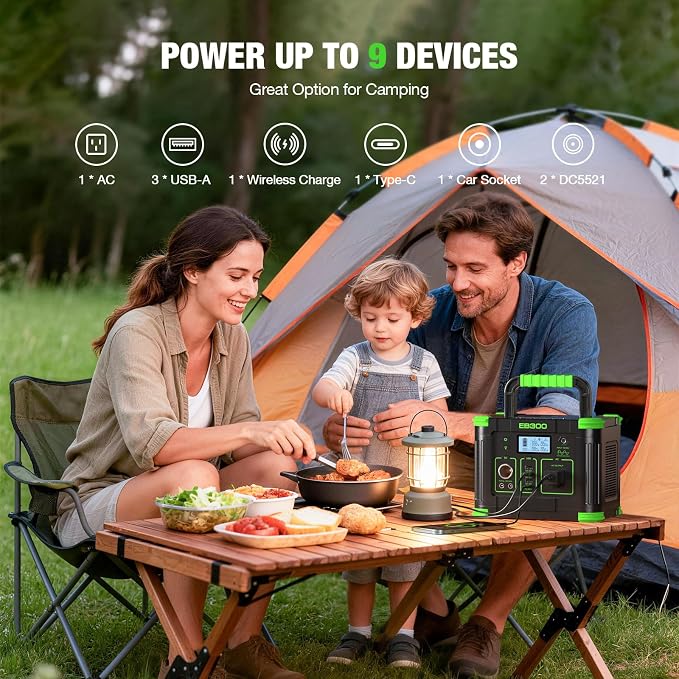 GRECELL 330W Portable Power Station with 100W Solar Panel, 288.6Wh Portable Power Station 330W Solar Generator AC Outlets, Backup for Outdoor Camping, Trip, Power Outage