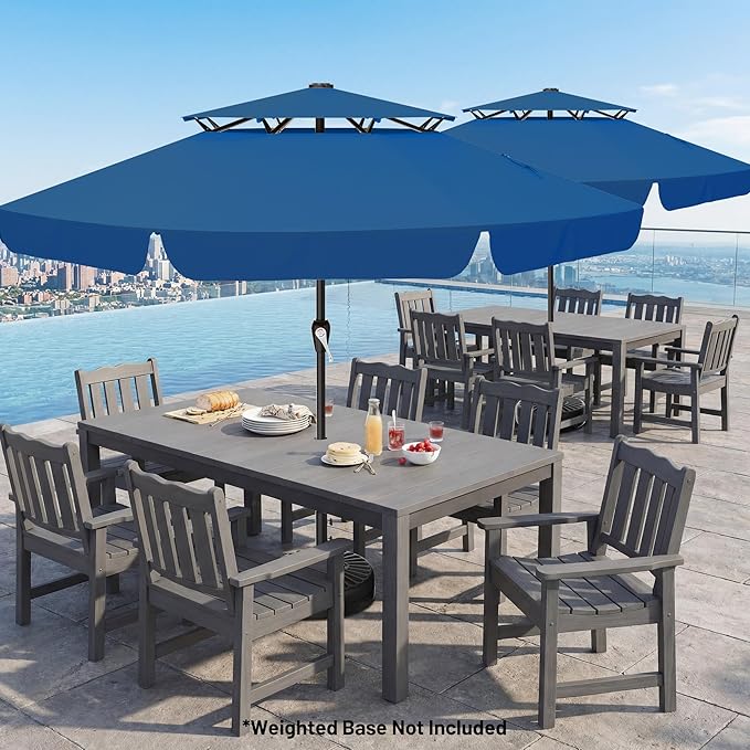 AreShark 12ft 2-Tier Patio Umbrella with Valance - Outdoor Umbrella Waterproof UV Protection, Market Table Umbrella w/ 8 Sturdy Ribs&Crank for Pool, Backyard, Garden(Royal Blue)