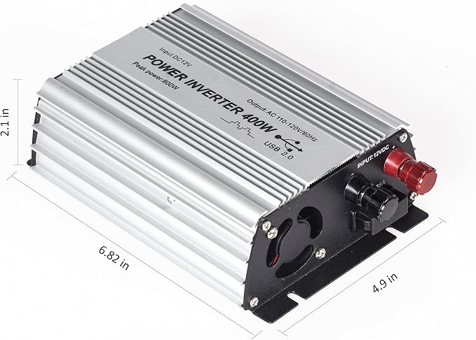 400W Power Inverter DC 12V，Output 110V-120V AC Car Inverter with USB Car Adapter