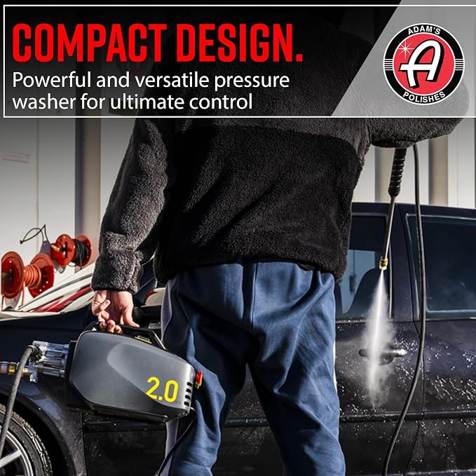 Adam's Polishes Active Pressure Washer 2.0 & Mega Foam Car Soap (5 Item) Powerful, Lightweight, Portable Electric Pressure Washer Sprayer | 1800 PSI, 2.0 GPM | for Car Home Auto Patio RV Motorcycle