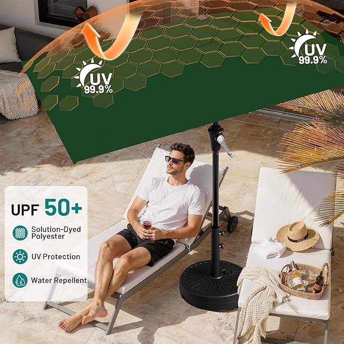 AreShark 6.5' x 10' Rectangular Patio Umbrellas for Outdoor, Outdoor Table Umbrella, Large Outdoor Patio Umbrellas with 6 Sturdy Ribs for Pool, Garden, Deck & Market (Dark Green)