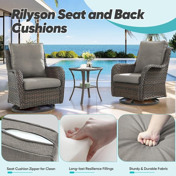 Luxury 22*24*4in Outdoor Patio Cushions, 1 Piece Grey Outdoor Cushion | Water-Resistant, Reversible, Removable Cover, Stain-Resistant, for Patio Chairs Sofa Couch Loveseat