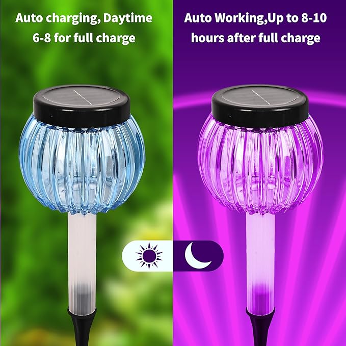 DOUBLEZHE 8Pack Solar Christmas Pathway Lights Outdoor Waterproof, Multicolor & Warm White Changing LED Outdoor Solar Lights Christmas Decorations with Auto On/Off for Garden, Yard, Patio, Walkway