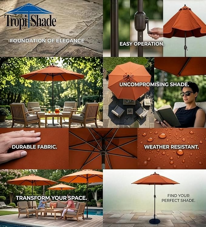 TropiShade 9 ft Umbrella with Terra Cotta Color Polyester Cover